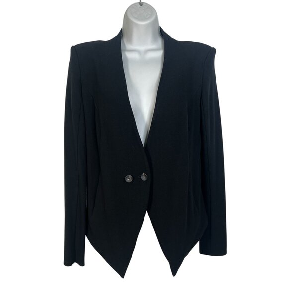 Helmut Lang Knit Pointed Hem Blazer Knit Jacket Viscose Stretch Black Medium - Picture 1 of 12